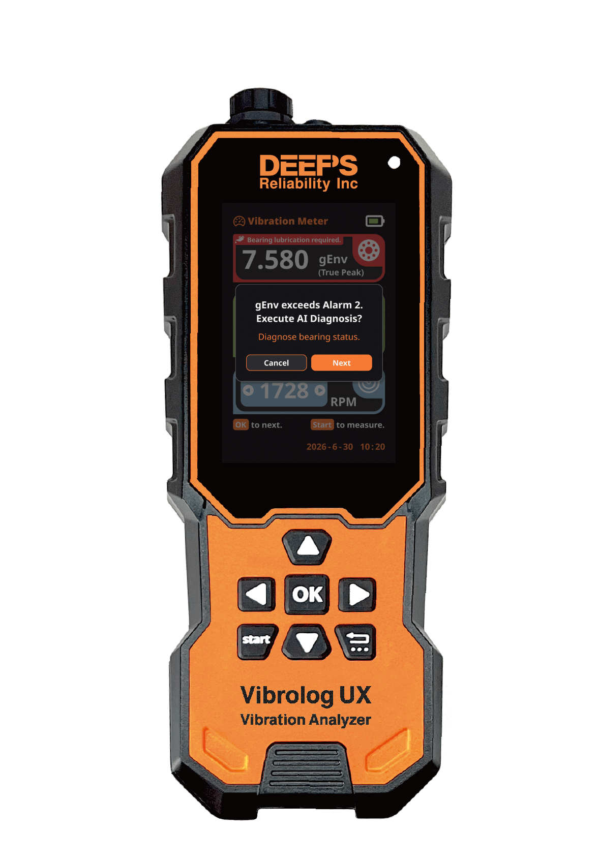 Product screen: live data during measurement