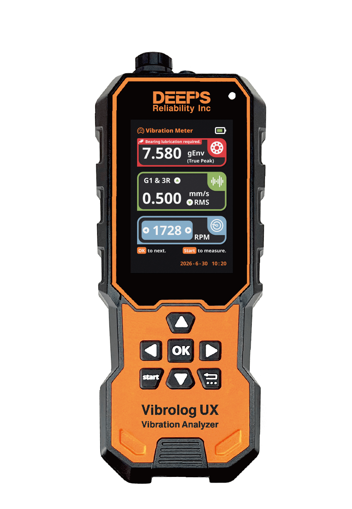 Vibrolog UX front view and display
